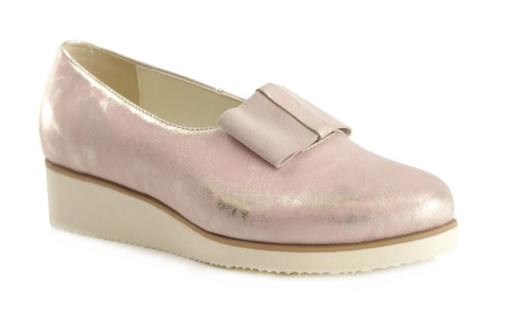 Bosccolo Womens Pumps With Bow - Metalic Pink