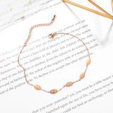 Bullion Gold Falling Leaves Chain Anklet in Rose Gold Layered Steel Jewellery