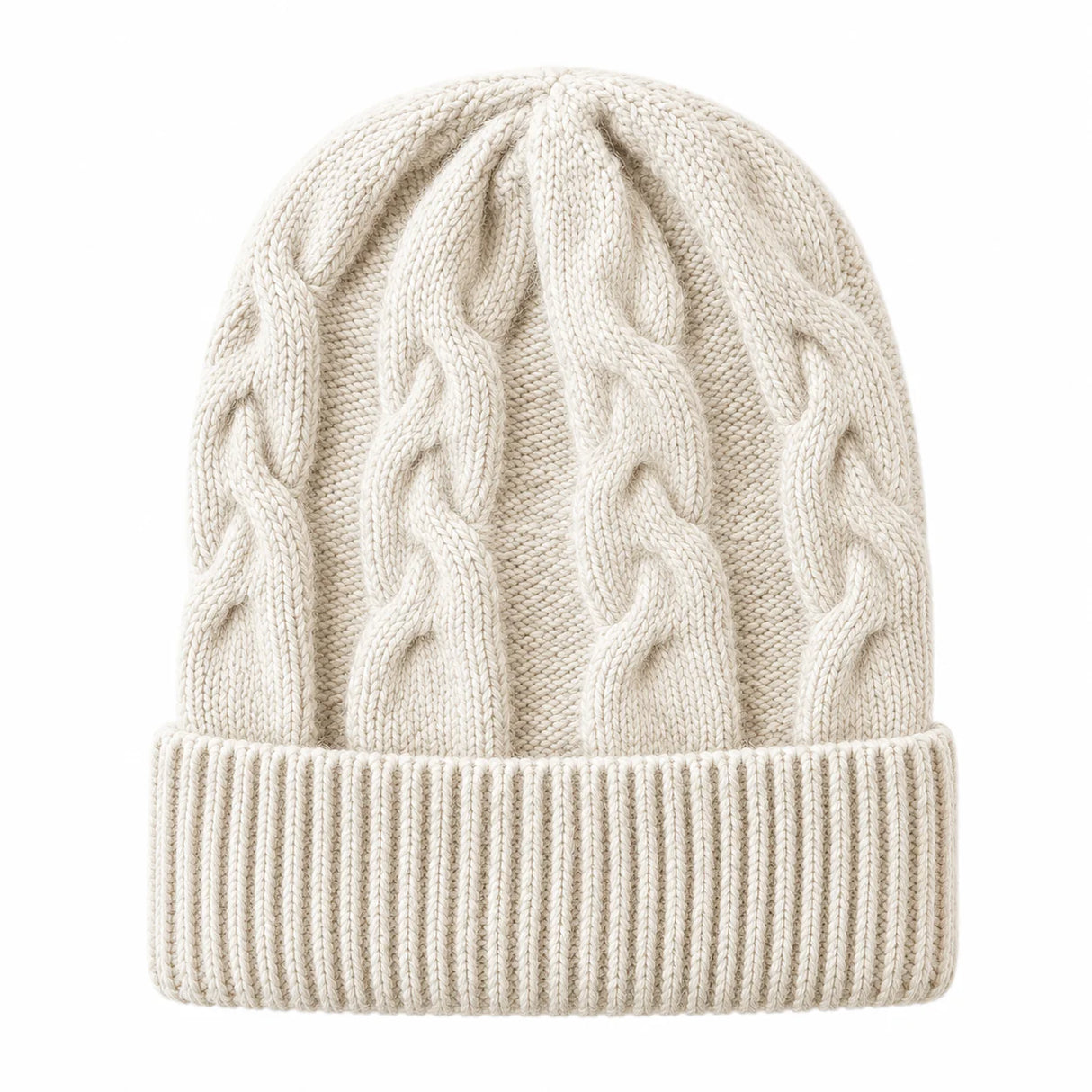Cherry Red Cable Mohair Beanie - Beige