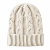 Cherry Red Cable Mohair Beanie - Beige