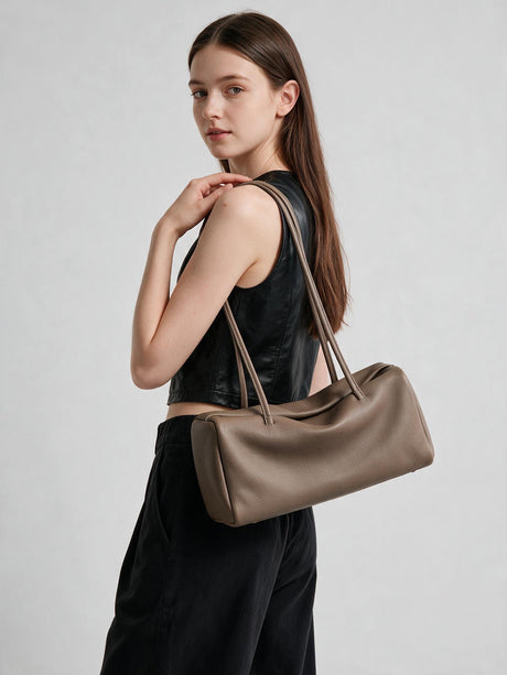 Leather Pillow Shoulder Bag – Soft First-Layer Cowhide Slouchy Bag