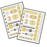 Metallic Temporary Tattoo Gold Silver Glitter Party Body Sticker Waterproof 2 Sheets 082