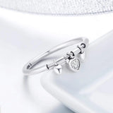 Solid 925 Sterling Silver Love Craze Heart Charm Ring