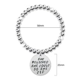 Bullion Gold She Believed She Could Inscriptions White Gold Layered Bracelet