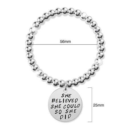 Bullion Gold She Believed She Could Inscriptions White Gold Layered Bracelet