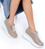Bosccolo Womens Sneakers With Zipper - Beige