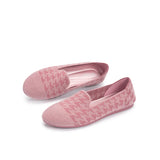 Houndstooth Knit Slip-On Flat Loafers - Pink
