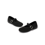 Heart Cutout Breathable Mesh Mary Jane Wedges - Black