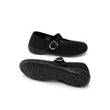 Heart Cutout Breathable Mesh Mary Jane Wedges - Black