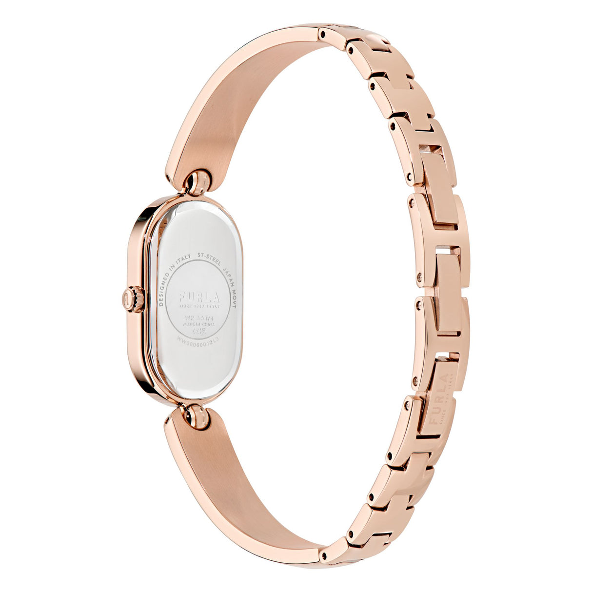 Furla Ooh Rose Gold-Tone 19mm Black Enamel Bangle Watch