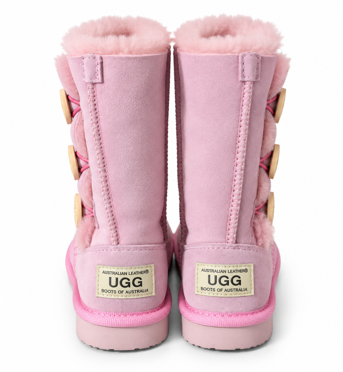 Australian Leather Ugg Kids 3Button Classic Long - Pink - AU8