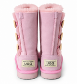 Australian Leather Ugg Kids 3Button Classic Long - Pink - AU8