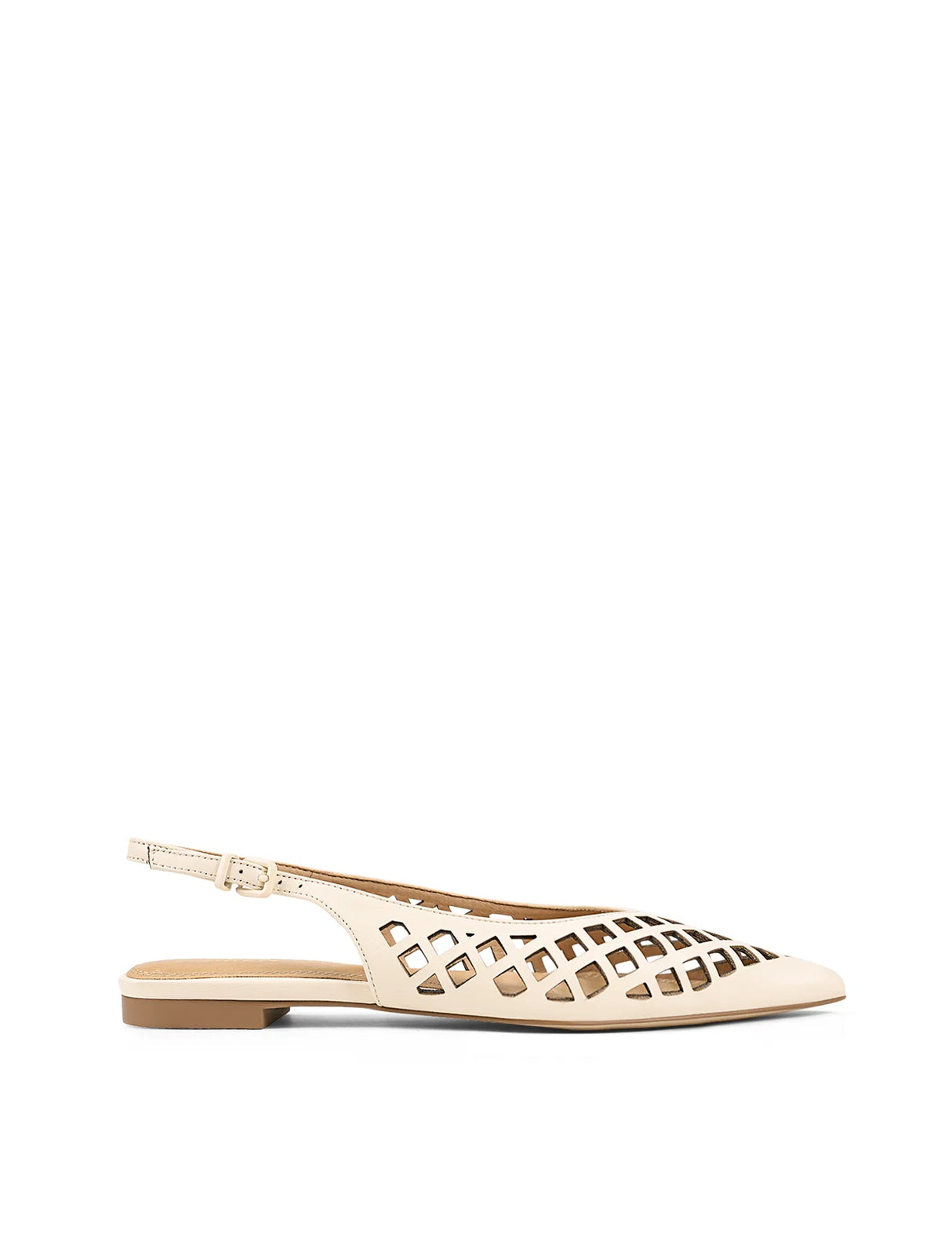 Siren Slingback Flats - Cream White Leather