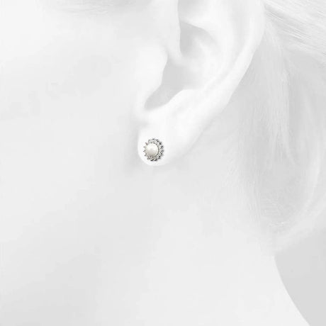 Bullion Gold Sublime Starry Pearl & CZ Stud Earrings White Gold