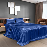 Royal Comfort 4pc Satin Sheet Set - Navy Blue - King