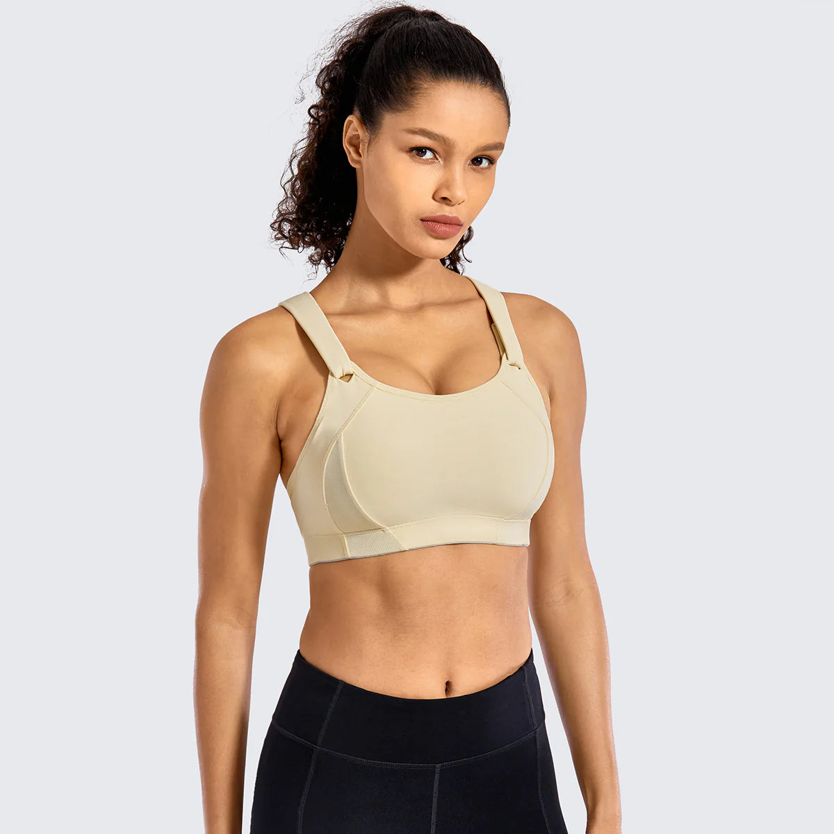High Impact Lightly Padded Wireless Active Bra - Beige