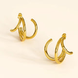 Bullion Gold Diam Hoop Gold Layered Earrings