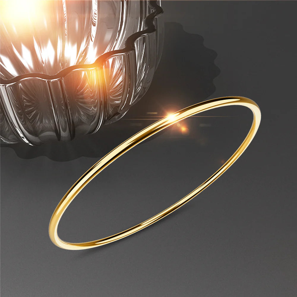 Bullion Gold Solid Golf Bangle 2mm Gold Layered