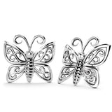 Solid 925 Sterling Silver Butterfly Stud Earrings