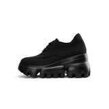Retro Leopard Platform Sneakers - Black