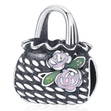Solid 925 Sterling Silver Exclusive Floral Handbag Pandora Inspired Bead Charm