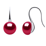 Earrings Real Cultured Freshwater Pearls Button 9-10 mm - Cherry - Longueur 42 cm