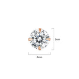 Solid 925 Signature Silver Mary Anne Crystal Stud Earrings In Rose Gold