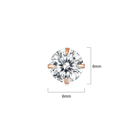 Solid 925 Signature Silver Mary Anne Crystal Stud Earrings In Rose Gold