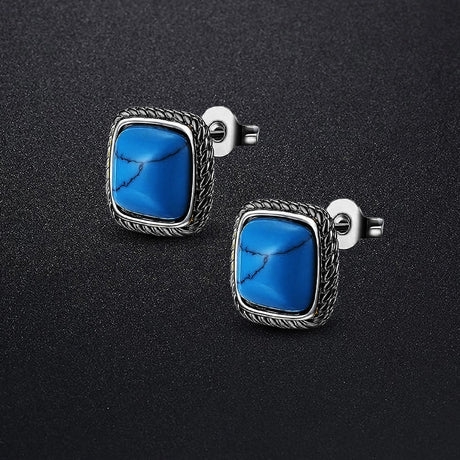 Square-Shaped Turquoise Studs