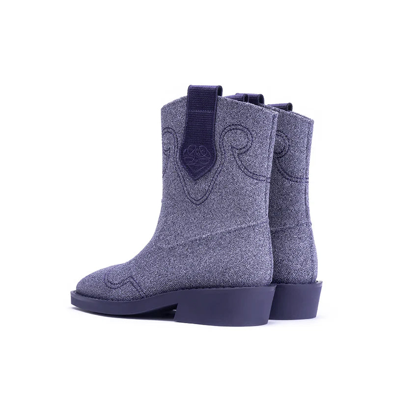 Knit Cowboy Boots - Purple