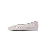 Heart Mesh Knit Square Toe Wedge Flats - Grey