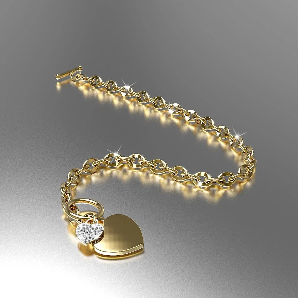 Bullion Gold Diamond cut Belcher Chain T-lock Toggle Bracelet in Gold Layered Steel Jewellery