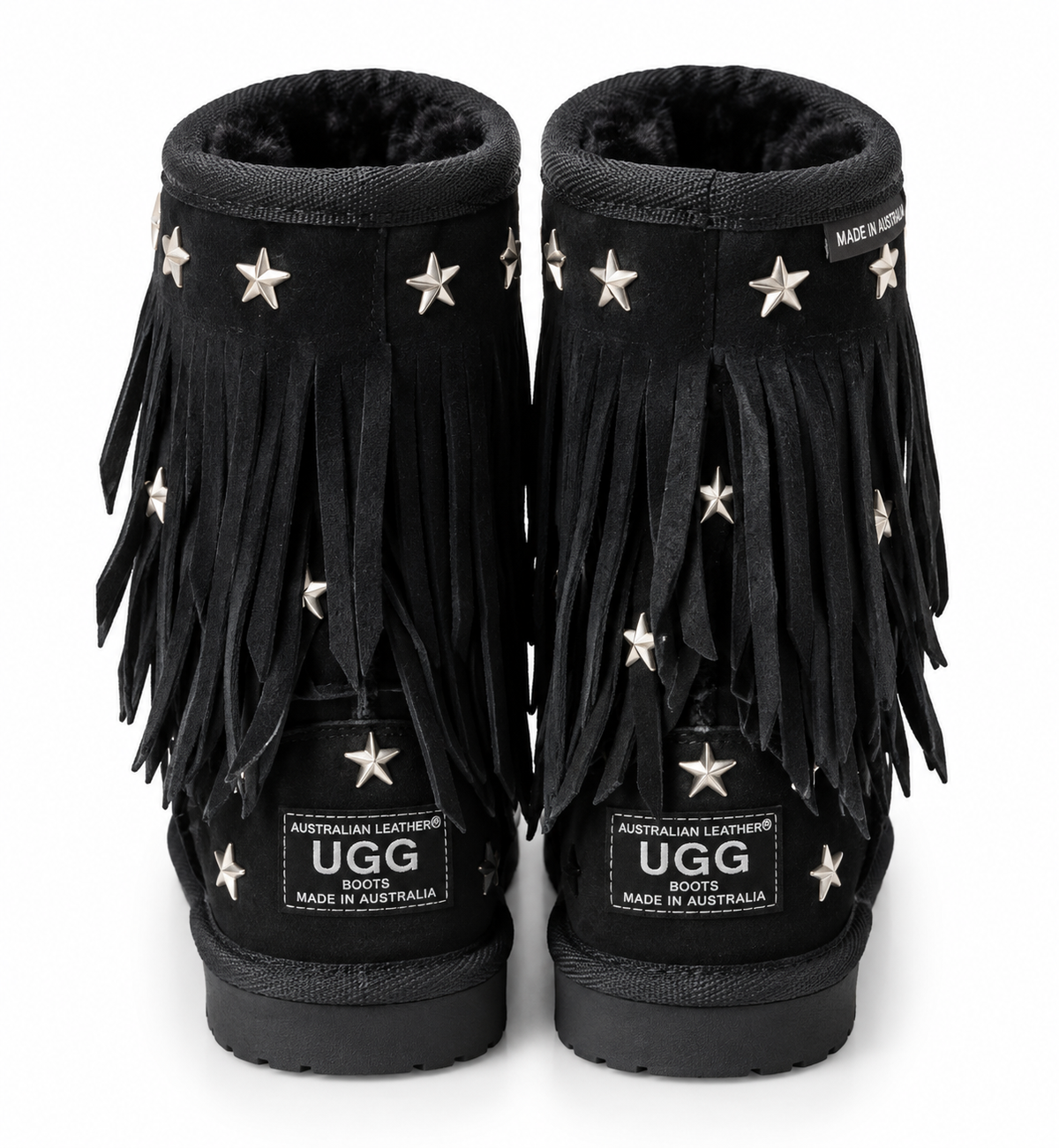 Australian Leather Ugg Classic Short Fringe Star - Black - AU4