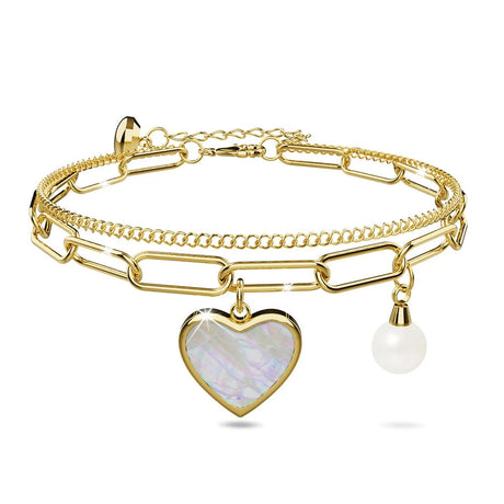 Bullion Gold From the Heart Paper Clip Chain Gold Layered Stainless Steel Bracelet