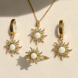 Bullion Gold Adjustable Celestial Opal Sun Ring