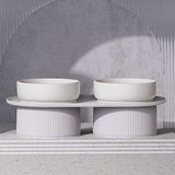 Ceramic Pet Food Bowl Pet Feeder Water Bowl Elevated Dog Cat Food Bowl - White