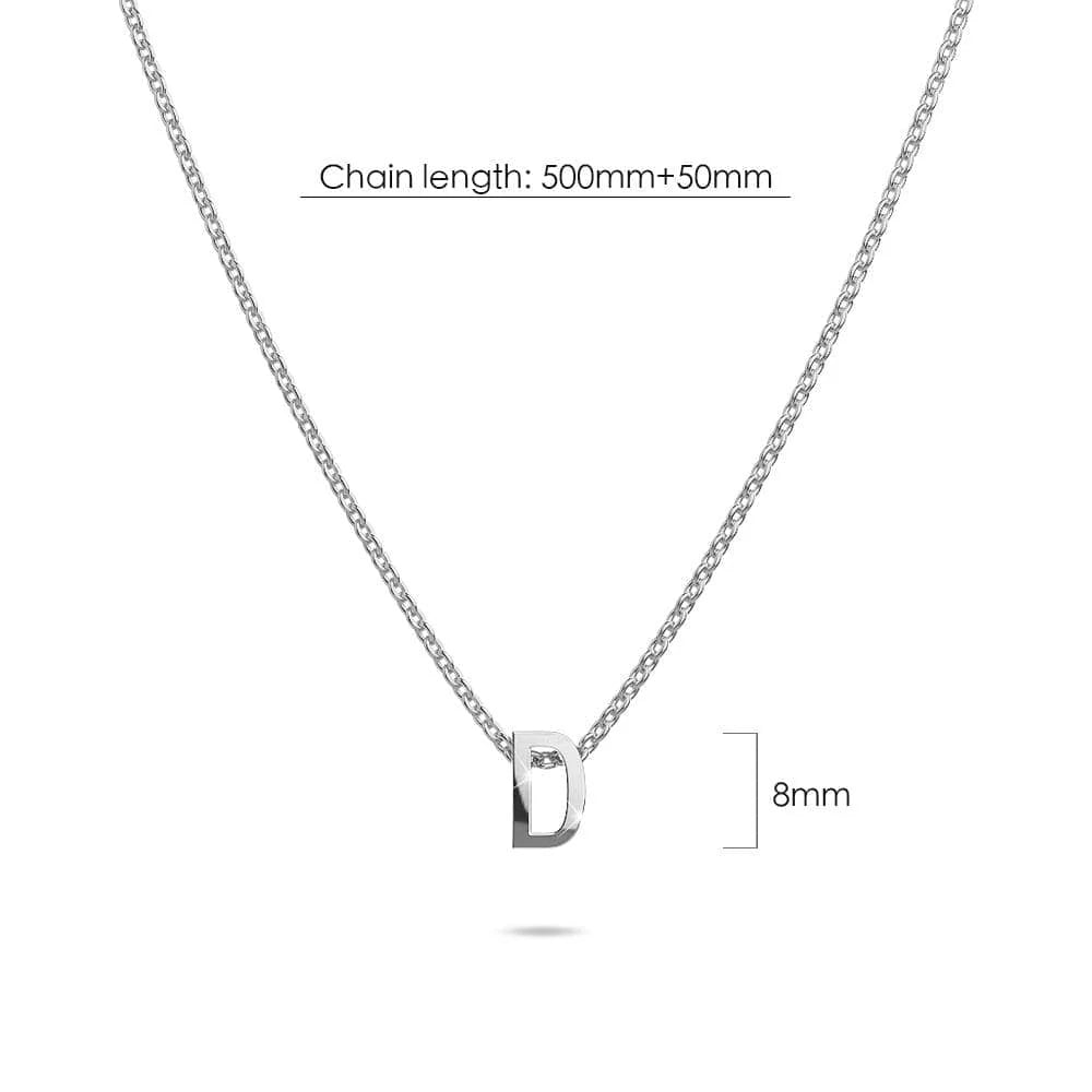 Bullion Gold Initials Brick Alphabet Letter Necklace White Gold Layered Steel Jewellery