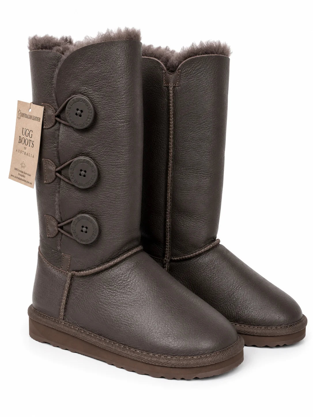 Australian Leather Ugg Napa 3Button Leather - Chocolate - AU5