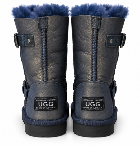 Australian Leather Ugg Classic Short Double Buckle - Metallic Navy - AU4