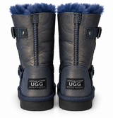 Australian Leather Ugg Classic Short Double Buckle - Metallic Navy - AU7
