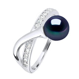 Ring Freshwater Pearl & Cubic Zirconia Black