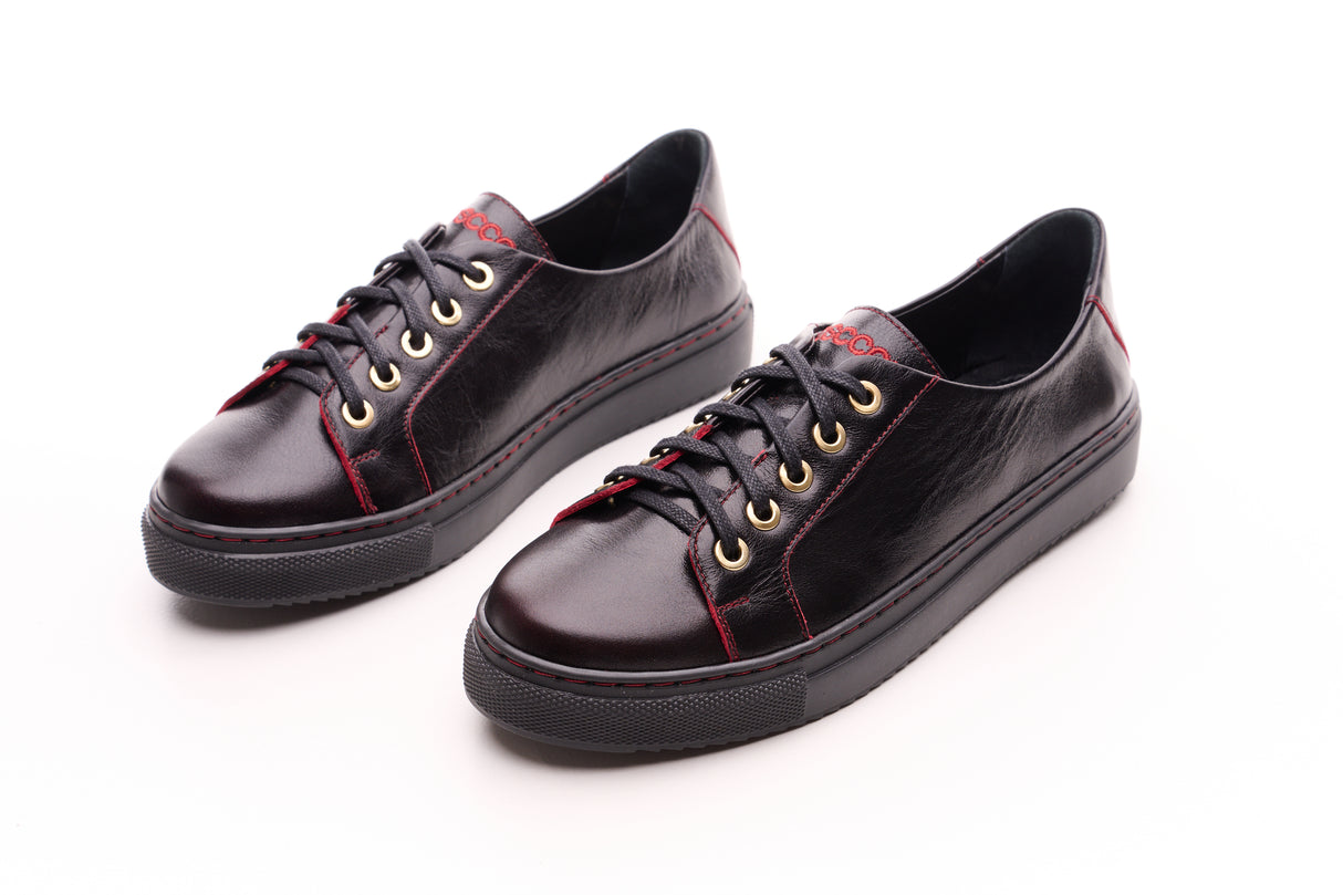 Bosccolo Womens Sneakers - Black+Red