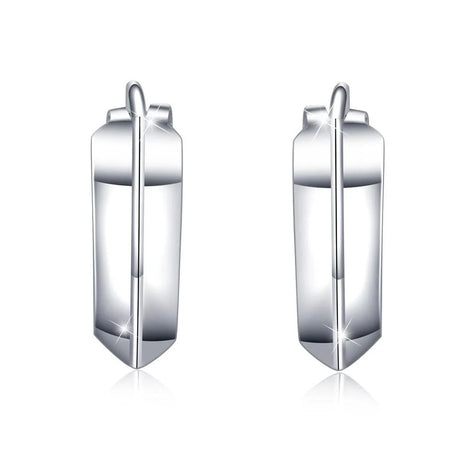 Solid 925 Sterling Silver Classic V-Line Hoop Earrings