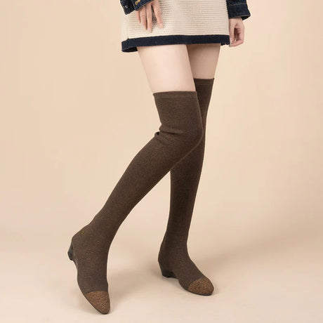 Stretch Over the Knee Boots - Coffee