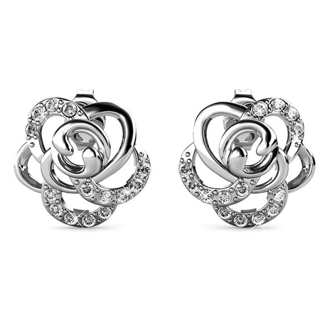 Krystal Couture Bloom White Gold Stud Earrings Embellished with SWAROVSKI Crystals