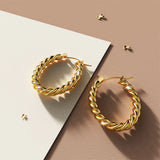 Bullion Gold Intertwined Braid Hoop Gold Layered Earrings