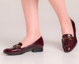Bosccolo Womens Moccasin - Burgundy Croco