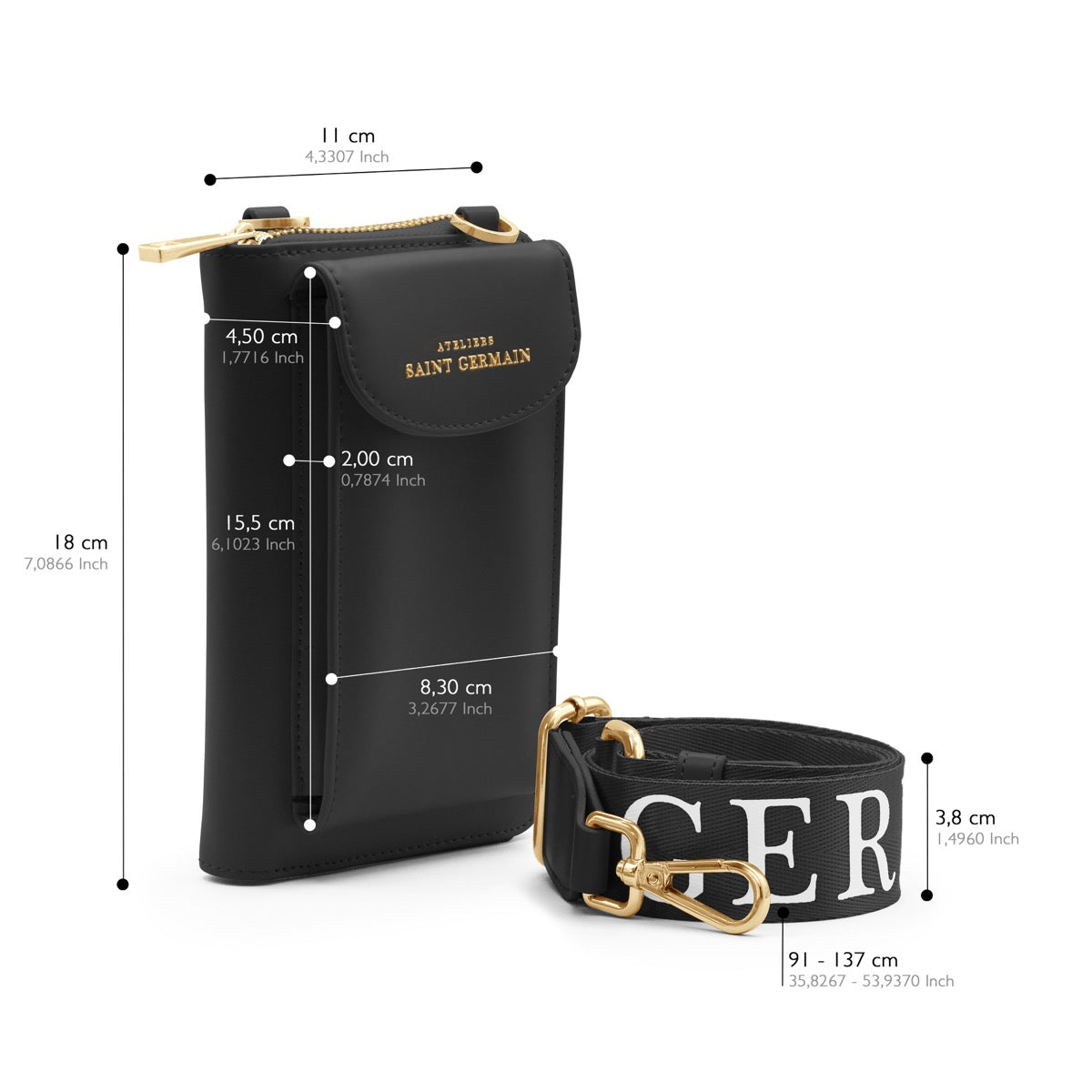 LONDON - Wallet Smartphone Crossbody Bag - BLACK