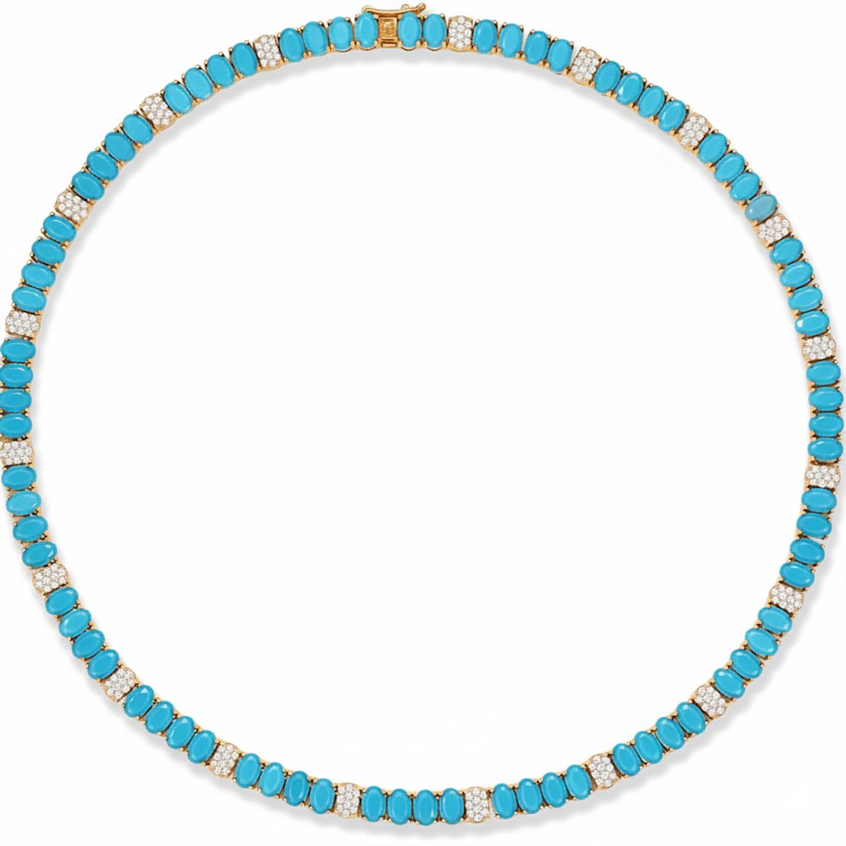 Liv Oliver 18K Gold Turquoise Tennis Necklace
