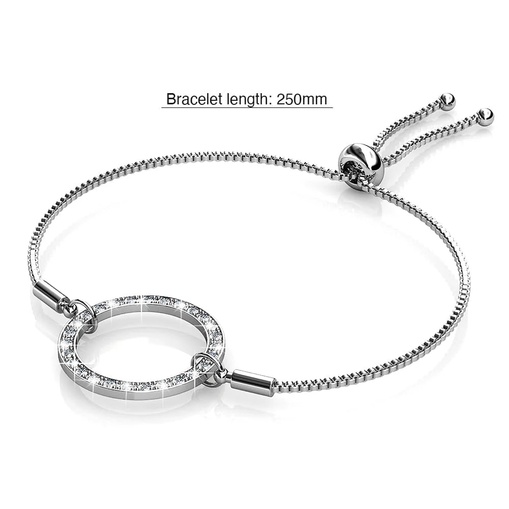 Krystal Couture White Gold Pave Set Circle Slider Bracelet Embellished with SWAROVSKI Crystals